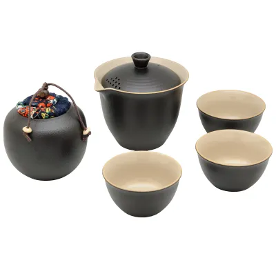 Travel set with jar - black