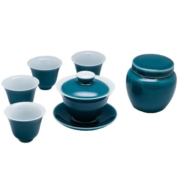 Product Blue Porcelain Tea Set with Tea Caddy Image