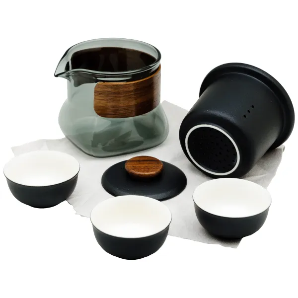 Product Black Porcelain & Glass Travel Tea Set Image