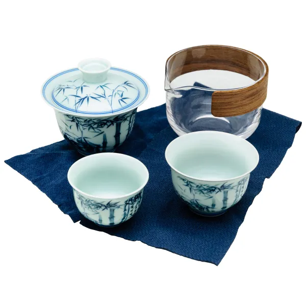 Product Souprava cestovní sklo a porcelán s gaiwanem bambus Image